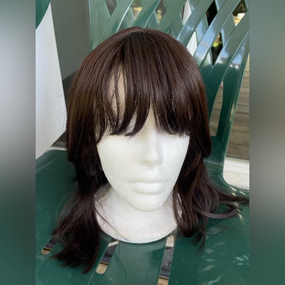 NWT darkest brown chocolate wig long bangs side pieces customized custom wig 14” - Picture 16 of 16